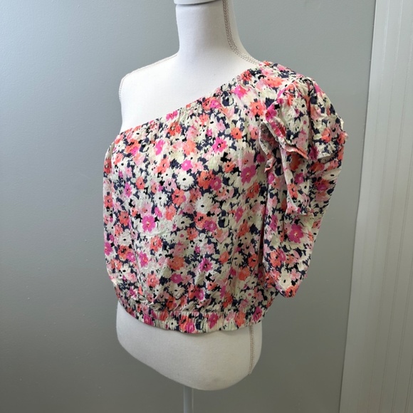 Universal Thread floral print one shoulder puff sleeve cropped top size XXL - Picture 2 of 10